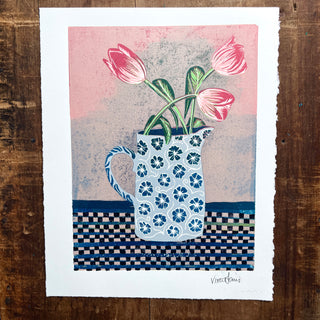 Violet's Multimedia Reduction Print : Tulips No. 10