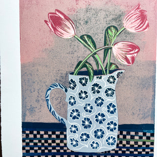Violet's Multimedia Reduction Print : Tulips No. 10