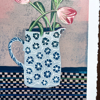 Violet's Multimedia Reduction Print : Tulips No. 10