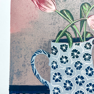 Violet's Multimedia Reduction Print : Tulips No. 10