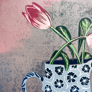 Violet's Multimedia Reduction Print : Tulips No. 10