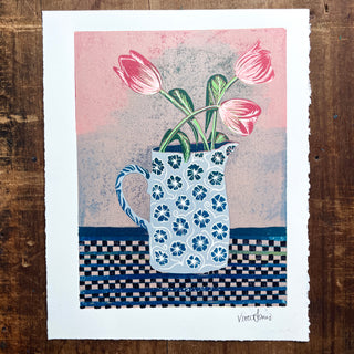 Violet's Multimedia Reduction Print : Tulips No. 10