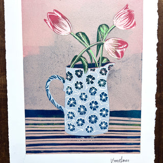 Violet's Multimedia Reduction Print : Tulips No. 11