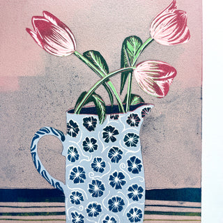 Violet's Multimedia Reduction Print : Tulips No. 11