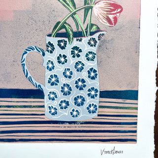 Violet's Multimedia Reduction Print : Tulips No. 11