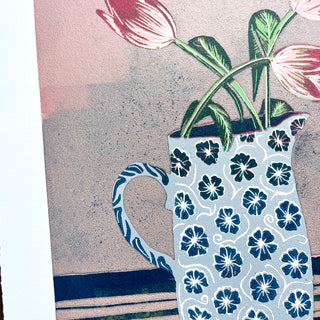 Violet's Multimedia Reduction Print : Tulips No. 11