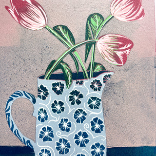 Violet's Multimedia Reduction Print : Tulips No. 11
