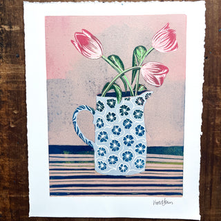 Violet's Multimedia Reduction Print : Tulips No. 12