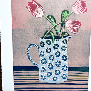 Violet's Multimedia Reduction Print : Tulips No. 12