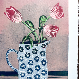 Violet's Multimedia Reduction Print : Tulips No. 12