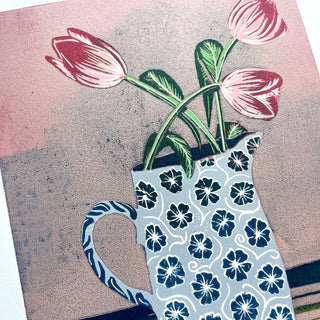 Violet's Multimedia Reduction Print : Tulips No. 12