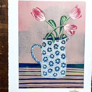 Violet's Multimedia Reduction Print : Tulips No. 12