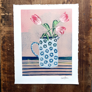 Violet's Multimedia Reduction Print : Tulips No. 12