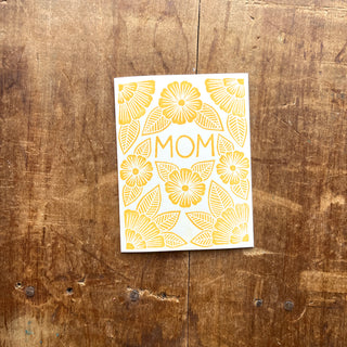 "Mom," Block Printed Greeting Card