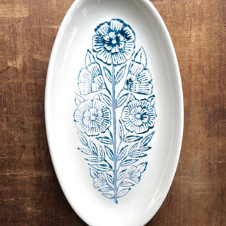 Block Printed Ceramic Serving Dish - No. 6049