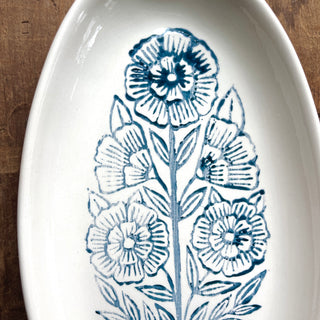 Block Printed Ceramic Serving Dish - No. 6049