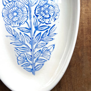 Block Printed Ceramic Serving Dish - No. 6050