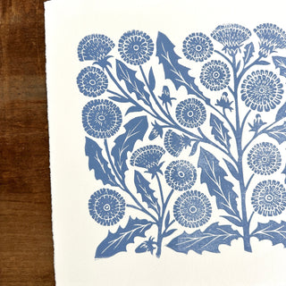 Hand Block Printed Dandelion Art Print - No. 5289