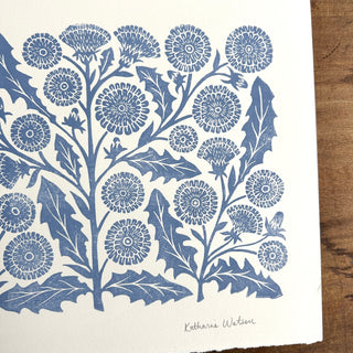 Hand Block Printed Dandelion Art Print - No. 5289