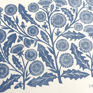 Hand Block Printed Dandelion Art Print - No. 5289