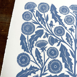 SECONDS : Hand Block Printed Dandelion Art Print - No. 5291