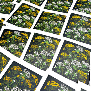 Hand Block Printed Fennel and Queen Anne's Lace Reduction Print