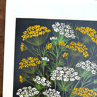 Hand Block Printed Fennel and Queen Anne's Lace Reduction Print