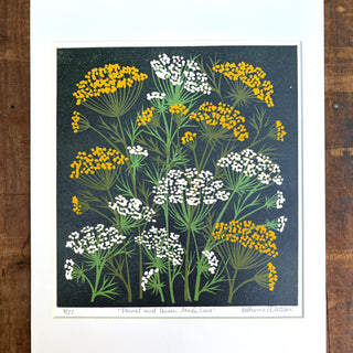 Hand Block Printed Fennel and Queen Anne's Lace Reduction Print