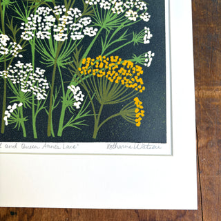 Hand Block Printed Fennel and Queen Anne's Lace Reduction Print