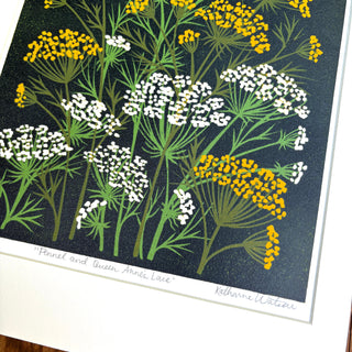 Hand Block Printed Fennel and Queen Anne's Lace Reduction Print