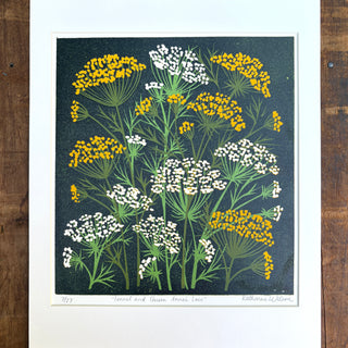 Hand Block Printed Fennel and Queen Anne's Lace Reduction Print