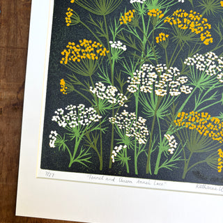 Hand Block Printed Fennel and Queen Anne's Lace Reduction Print