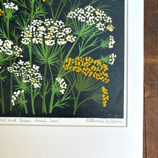 Hand Block Printed Fennel and Queen Anne's Lace Reduction Print