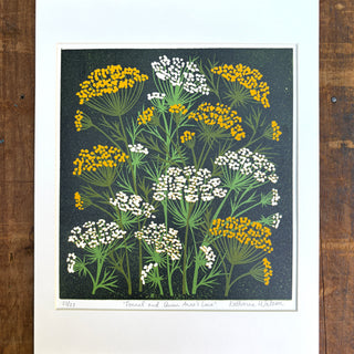 Hand Block Printed Fennel and Queen Anne's Lace Reduction Print