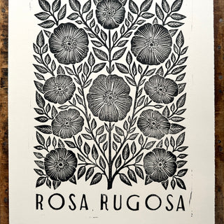 Hand Block Printed Rosa Rugosa Art Print - No. 5304