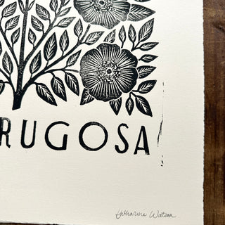 Hand Block Printed Rosa Rugosa Art Print - No. 5304