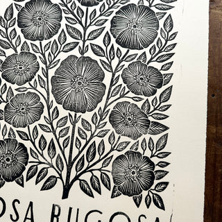 Hand Block Printed Rosa Rugosa Art Print - No. 5304