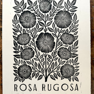 Hand Block Printed Rosa Rugosa Art Print - No. 5305