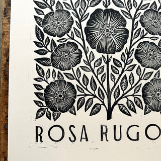 Hand Block Printed Rosa Rugosa Art Print - No. 5305