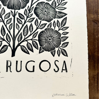 Hand Block Printed Rosa Rugosa Art Print - No. 5305