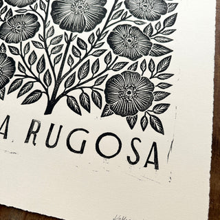 Hand Block Printed Rosa Rugosa Art Print - No. 5305