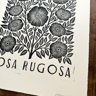 Hand Block Printed Rosa Rugosa Art Print - No. 5305