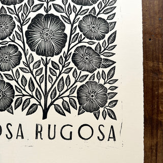 Hand Block Printed Rosa Rugosa Art Print - No. 5305