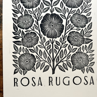 Hand Block Printed Rosa Rugosa Art Print - No. 5306