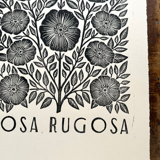 Hand Block Printed Rosa Rugosa Art Print - No. 5306