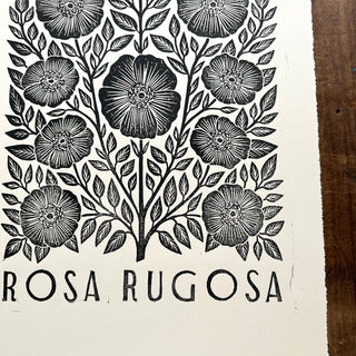 Hand Block Printed Rosa Rugosa Art Print - No. 5306