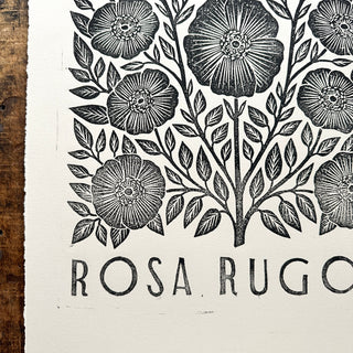 Hand Block Printed Rosa Rugosa Art Print - No. 5307