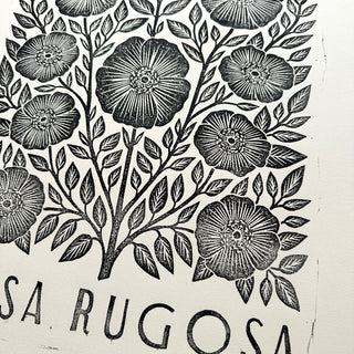 Hand Block Printed Rosa Rugosa Art Print - No. 5307