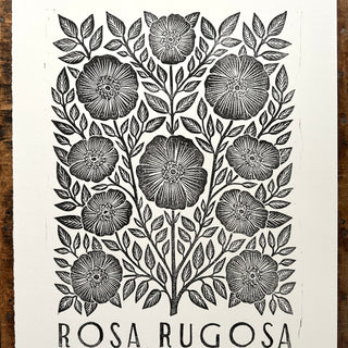 Hand Block Printed Rosa Rugosa Art Print - No. 5308