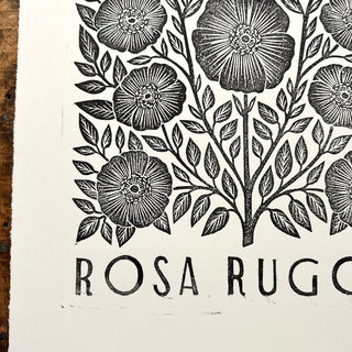 Hand Block Printed Rosa Rugosa Art Print - No. 5308